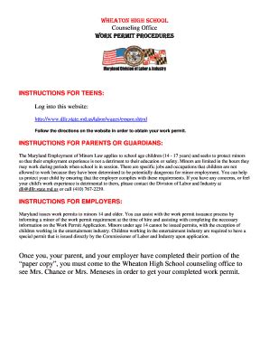 Fillable Online montgomeryschoolsmd WorkPermitProcedures.doc ...