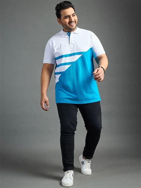 Men Plus Size Searge Colorblock Polo Tshirt – bigbanana