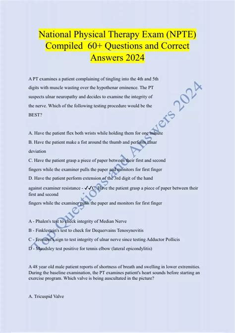 National Physical Therapy Exam (NPTE) Compiled 60+ Questions and ...