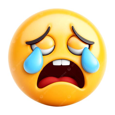 Sad Face Emoji Crying Tears, Emotional Cartoon Face Weeping, Yellow ...