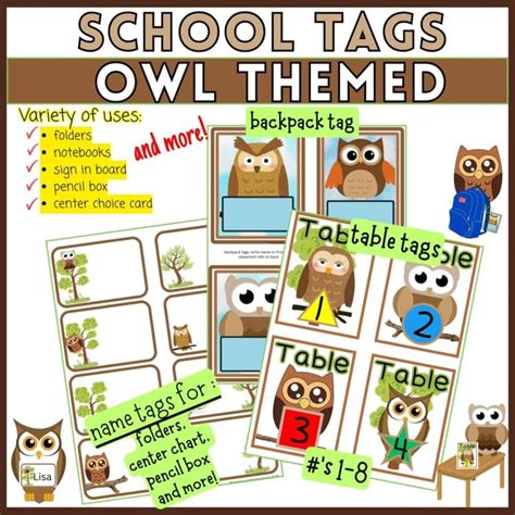 Owl-Themed Name Tags | Cubby, Backpack, Bin & Label Tags for PreK-K