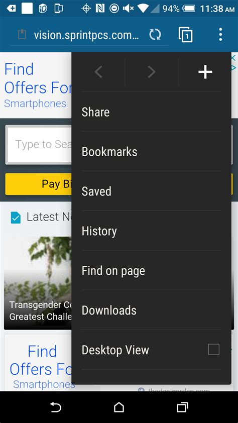 Image result for Android Browser Menu