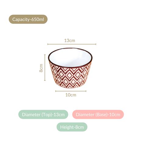 Brown Kaleido Ceramic Serving Bowl Set Of 4 650ml Online - Premium ...