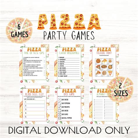Pizza Party Games Printable, Pizza Theme Party Games Bundle, Pizza Birthday Activities for Kids ...