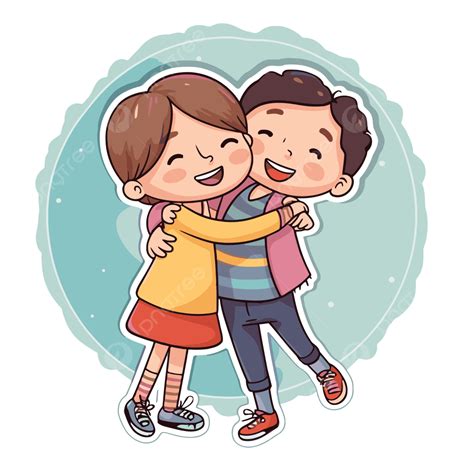 Cartoon Two Friends Hugging Cartoon Illustration Vector Clipart ...