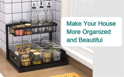 MosQuick Under Sink Organizer, 2 Tier Kitchen Storage Double Shelf ...
