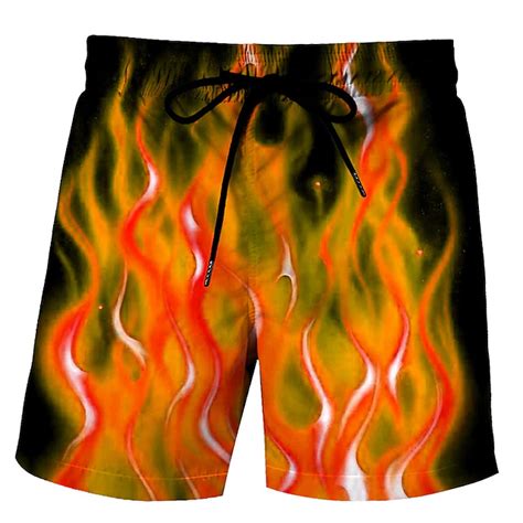 Men's Flame Swim Trunks Swim Shorts Board Shorts Mid Waist Hawaiian ...