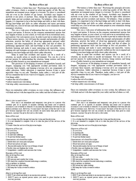 Image result for Basic First Aid Information