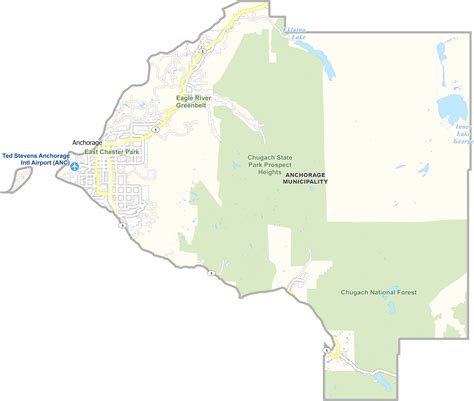 Anchorage Municipality Map, Alaska - US County Maps