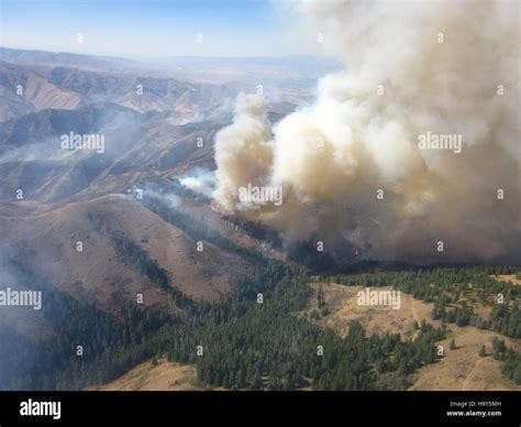 A photo of the Weiser Fire, a forest fire in Idaho, documenting its ...