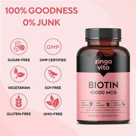 Buy ZINGAVITA BIOTIN TABLETS FOR HAIR, SKIN NAILS SUGAR FREE SUPPLEMENT ...