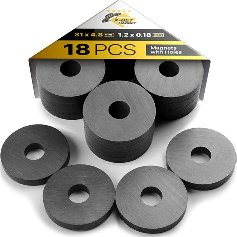 Buy Ferrite Ring Magnets with Holes - 1.2 Inch (31mm) Round Disc Donut ...