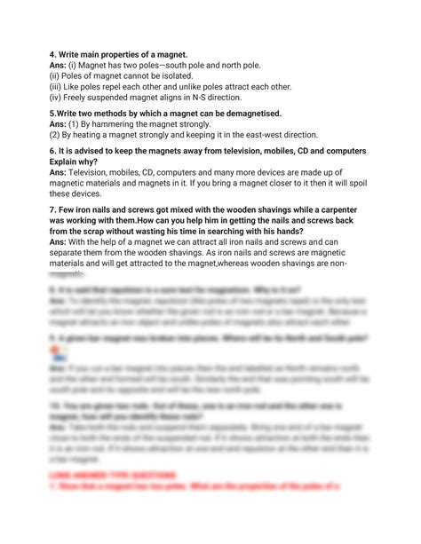 Class 6 Science Fun with Magnet Question and Answer 的图像结果