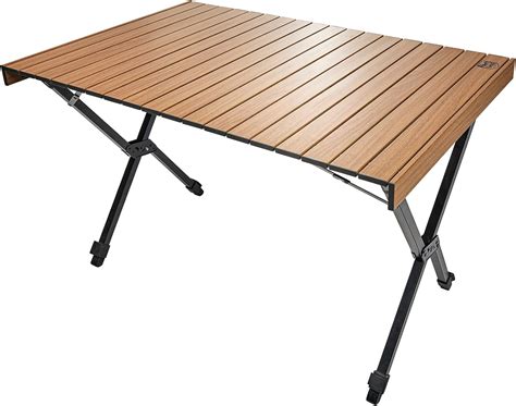 TIMBER RIDGE Folding Camping Table Adjustable Height, 4-6 Person ...