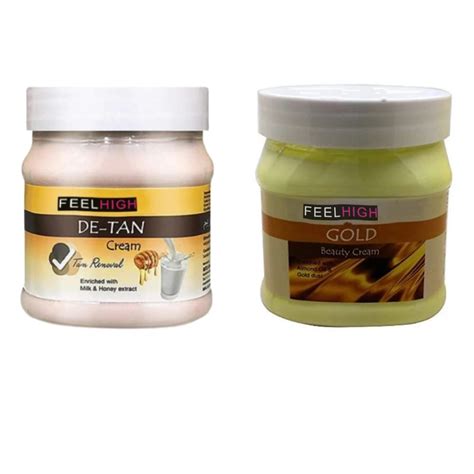 feelhigh De-tan Tan removal cream -500ml & gold cream-500ml : Amazon.in ...