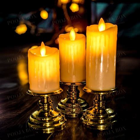 Buy Alluring LED Candle Set of 3 Online in India - Mypoojabox.in