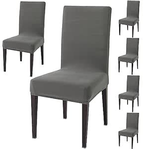 HOKIPO Polyester Blend Dining Chair Cover Set of 6 Seater Stretchable ...