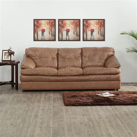 Buy New Napster Half Leather 3-Seater Sofa - Brown from Home Centre at ...