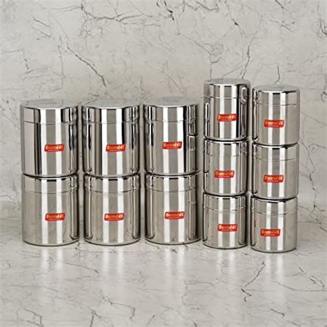 Sumeet Stainless Steel Small Canisters/Jars/Ubha Dabba/Storage Contain ...