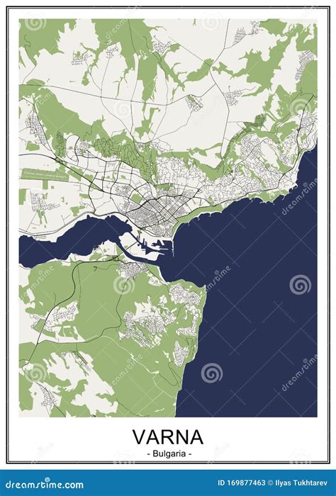 Map of the City of Varna, Bulgaria Stock Illustration - Illustration of river, geography: 169877463