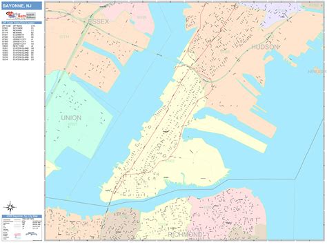 Bayonne New Jersey Wall Map (Color Cast Style) by MarketMAPS - MapSales.com