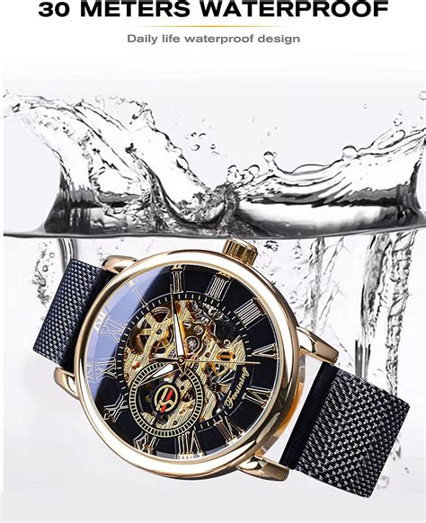 Buy Men's Skeleton Watch Steampunk Watch Black Mechanical Watch for Men ...