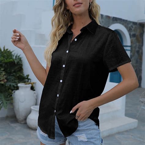 Byworldtasic Women's Collared Shirt Womens Button Down Shirt Rolled ...