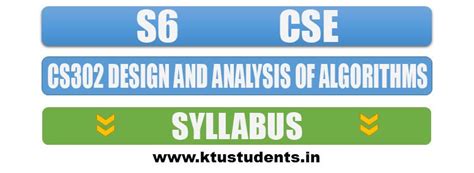 CS302 Design and Analysis of Algorithms | Syllabus S6 CSE | KTU ...