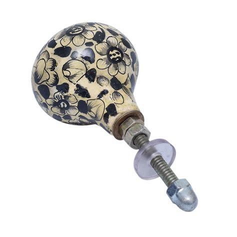 Black Floral Hand Painted Indian Kashmiri Cabinet Knobs