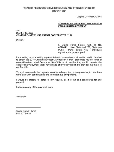 Image result for Reconsideration Letter Example