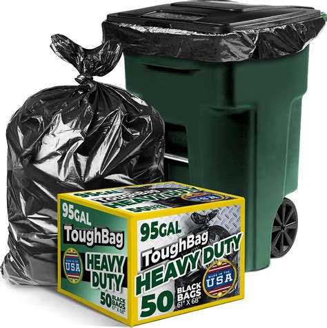 Amazon.com: ToughBag 95-96 Gallon Extra Large Trash Bags, 61x68" Black ...