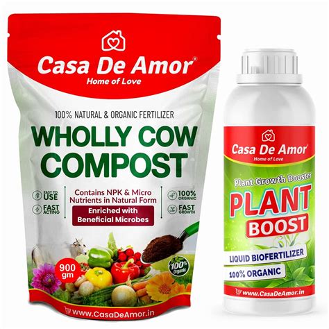 Casa De Amor Wholly Cow Manure & Compost (900 gm) + Organic Liquid ...