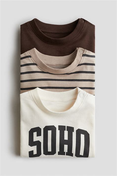 3-pack cotton T-shirts - Brown/Soho - Kids | H&M IN