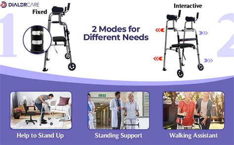 DIALDRCARE Upright Posture Rolling Walker with Armrest Adjustable ...
