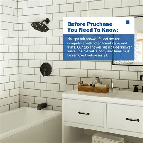 Buy Holispa Tub Shower Faucet, Black Shower Faucet Set with 8-Inch ...