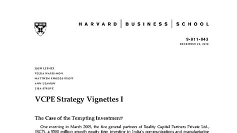 VCPE Strategy Vignettes I: The Tempting Investment Case Study - Studocu