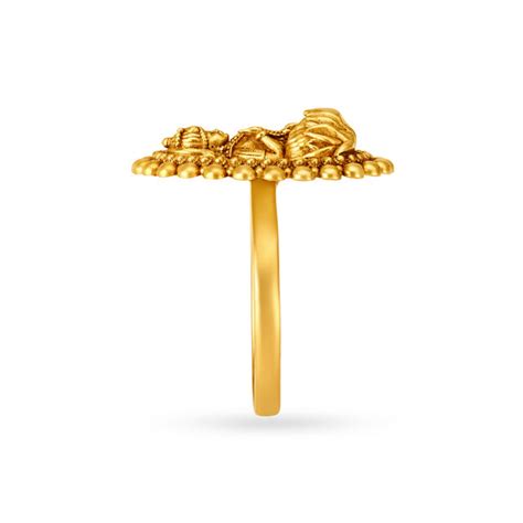 Goddess Laxmi Rawa Work Finger Ring
