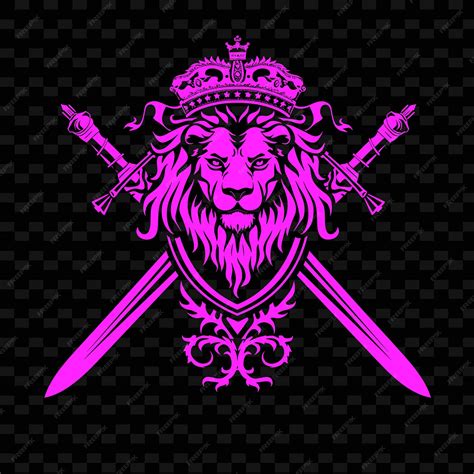 Noble knight crest logo with lion and crossed swords for dec creative ...