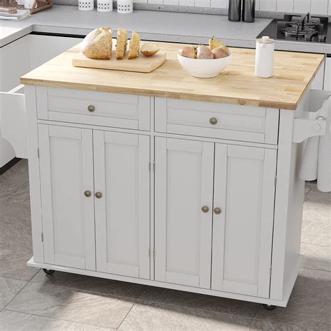 Amazon.com: Rolling Kitchen Island with Drop Leaf – Movable Kitchen ...