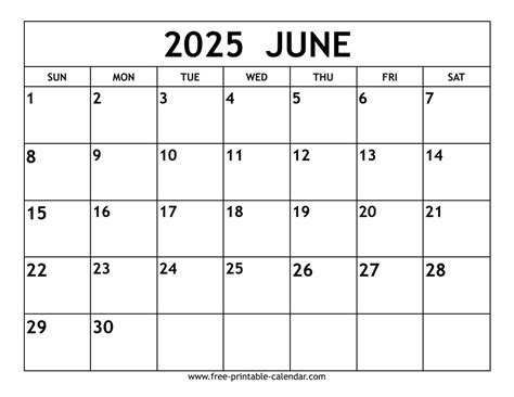 Printable Calendar 2025 June | Calendars 2025