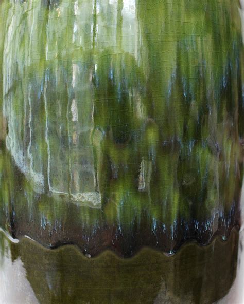 Scheurich Vintage Green Fat Lava Floor Vase For Sale at 1stDibs
