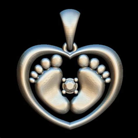 Baby Feet Heart 3D model STL & 3DM - Elegant Pendant Design