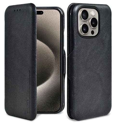 PULOKA for IPHONE 15 PRO MAX - Sleek Flip Case - Premium Vegan Leather ...