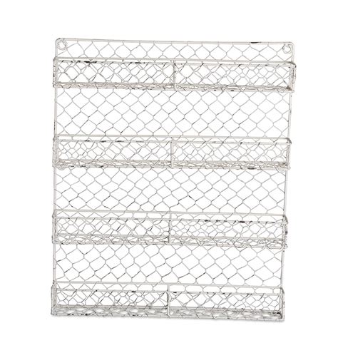 Buy Home Traditions 4 Tier Vintage White Metal Chicken Wire Spice Rack ...