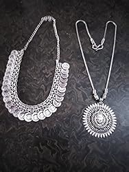 Buy Yellow Chimes Jewellery Set for Women and Girls Traditional Silver ...