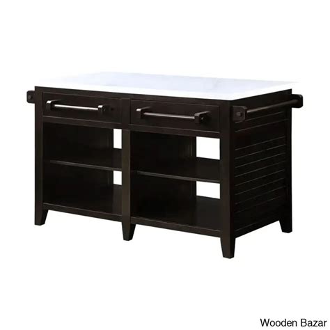 Strattenburg Marble Top Kitchen Island Kitchen trolley cart cabinet ...