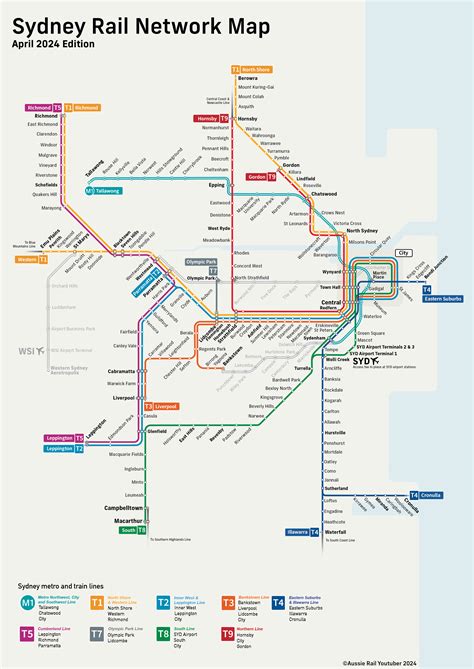 2024 Sydney Rail Map, [OC], valid from April 2024 (predicted Sydney Metro city extension from ...