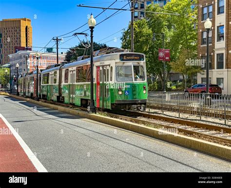MBTA green line train, Boston, Massachusetts, USA Stock Photo - Alamy