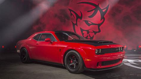 Download Dodge Challenger 2018 Red Srt Demon Wallpaper | Wallpapers.com