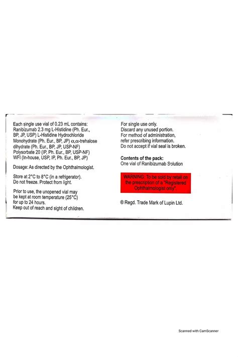 Anti-angiogenic Medication - Ranieyes Ranibizumab 10mg/ml Injection ...